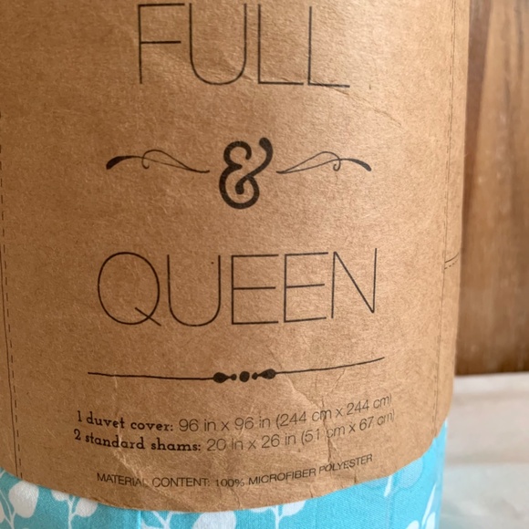 Full/ Queen Ultra Soft Blue Patterned 3 Piece Duvet Cover - Picture 3 of 7